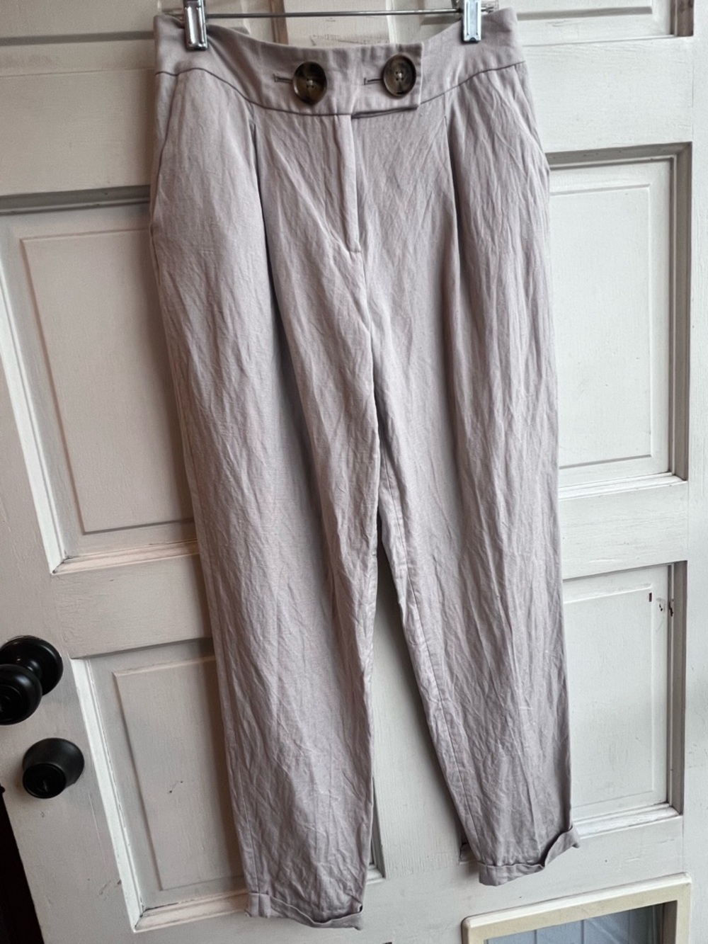 Calvin Klein Light Gray Pleated Chinos with Double Button Waist